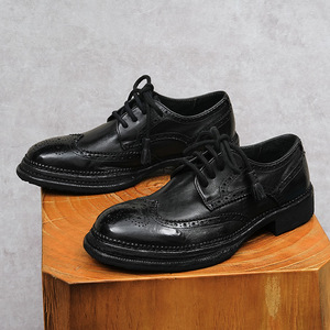 Chaussures Oxford pour hommes britanniques en cuir véritable imperméable, à bout fermé, faites à la main, pour mariage, formelles, décontractées, antidérapantes, avec boucles et sangles - Product Image 6