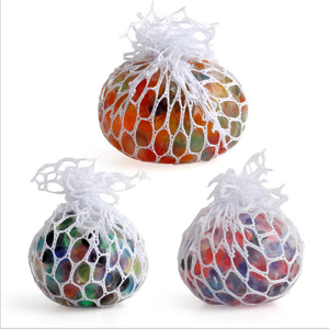 2025 Factory Wholesale High Quality TPR Glitter <b>Beads</b> Stress Mesh Ball Squishy Anti Anxiety Ball Squeeze Toy for Kids Adults - Product Image 1