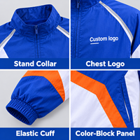 Survêtement personnalisé à blocs de couleur avec fermeture éclair quart de tour pour homme, veste coupe-vent et short de sport avec logo imprimé pour l'entraînement athlétique