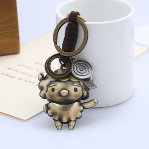Porte-clés en cuir avec les 12 signes du zodiaque, <span class=keywords><strong>horoscope</strong></span>, pendentif vintage animal singe oiseau pour porte-clés, porte-clés animal mignon - Product Image 6