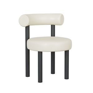Sedia moderna <span class=keywords><strong>in</strong></span> lana di agnello con sedia rotonda imbottita da pranzo a buon mercato poltrona da salotto <span class=keywords><strong>in</strong></span> metallo nero gambe staccabili - Product Image 3