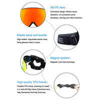 Masques de ski OEM CE avec verres polarisés magnétiques UV400 anti-buée et logo personnalisé pour le snowboard