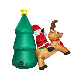 Décoration de vacances en plein air gonflables 5FT Père Noël gonflable monte un renne avec arbre de Noël - Product Image 4