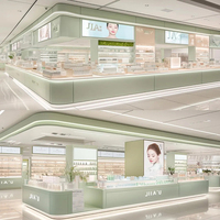 Kiosque de vente au détail moderne, personnalisé, écologique et durable pour l'affichage de cosmétiques et de parfums, vitrine en verre avec éclairage LED pour centre commercial