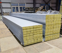 Panel dinding Sandwich Rock Wool Prefab tahan api kuat bahan bangunan isolasi panas dengan Panel logam tahan lama