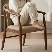 Chaise de salle à manger MULIGNA moderne en bois de caoutchouc avec revêtement en cuir véritable, écologique, pour la maison, le bureau et le bar.