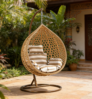 Fauteuil suspendu double en rotin tressé pour jardin et patio, chaise balançoire en forme d'œuf, mobilier d'extérieur pour balcon - Vente en gros
