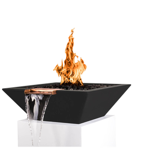 Outdoor Square Corten Steel Fire Pit with Water Feature Low Smoke Design for Swimming Pool Table <b>Top</b> or Firepit - Product Image 3