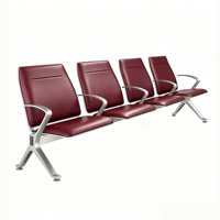 Banc d'attente public en aluminium avec coussin en PU et accoudoirs pour aéroport et hall de banque