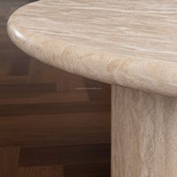 Table basse en travertin naturel OEM ODM, base cylindrique stable, table d'appoint en travertin pour salon moderne, décoration intérieure crème
