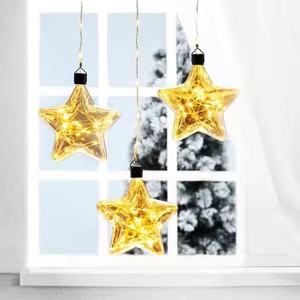 Battery Operated Glass Snowflake Hanging <b>Lights</b> <b>LED</b> Display Screen Warm White Outdoor Xmas <b>Tree</b> Holiday Decor Ornaments - Product Image 5