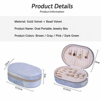 Tragbare Ovale Samt-Schmuckaufbewahrungsbox Mehrteiliges Reise-Etui Halsketten-Ring-Ohrring-Organizer