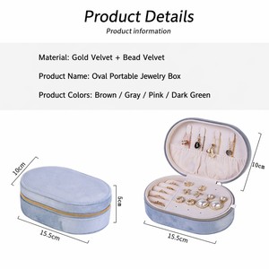 Estuche <span class=keywords><strong>de</strong></span> Viaje Portátil Ovalado <span class=keywords><strong>de</strong></span> Terciopelo para Joyas, Organizador <span class=keywords><strong>de</strong></span> Collares, Anillos y Pendientes con Múltiples Compartimentos - Product Image 3