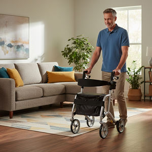 बुजुर्ग देखभाल सेवा उपयोगकर्ताओं के लिए रोलेटर वॉकर, बेहतर समर्थन और स्थिरता के लिए आरामदायक गतिशीलता सहायता - Product Image 6
