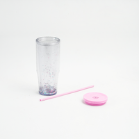 Gobelets isothermes personnalisés à double paroi 24oz, réutilisables, sans BPA, en plastique transparent, tasses à jus froid en acrylique avec couvercle et paille