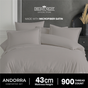 Juego de edredón Andorra Queen Solid de 5 piezas | Ropa de cama de satén de microfibra 900TC | Fundas De Almohada suaves y duraderas resistentes a las arrugas - Product Image 3