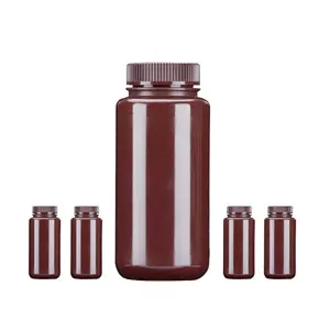 8Ml 15Ml 30Ml 60Ml 125Ml 250Ml 500Ml 1000Ml HDPE Nâu Ánh Sáng Bằng Chứng Chai Thuốc Thử Với Miệng Rộng