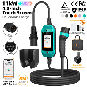 Chargeur portable Feyree 11 kW Type 2 pour VE, triphasé 16A, avec historique de charge réglable et mise à jour OTA pour voitures électriques domestiques - Product Image 1