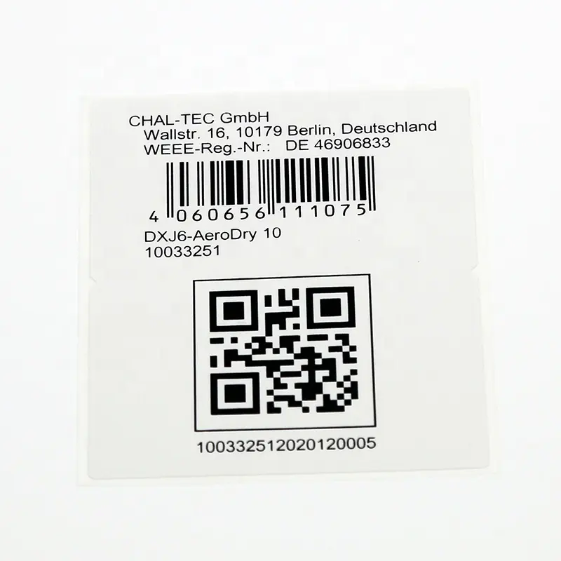 Etiqueta de código de barras, etiqueta de precio de alta precisión (600 puntos), número de serie impreso