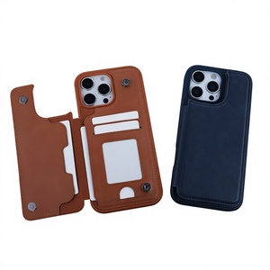 Étui de protection magnétique fait main pour <span class=keywords><strong>iPhone</strong></span> 17 16 <span class=keywords><strong>Pro</strong></span> Max avec porte-cartes et support, résistant aux chutes - Product Image 1