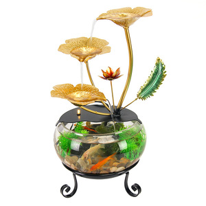 Desktop <b>Fish</b> <b>Tank</b> Water Feature <b>Round</b> Transparent Elegant Aquarium Ornament For Home Office Decor - Product Image 5