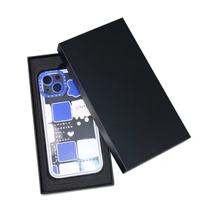 高級小売カスタマイズ電話ケース包装ボックス黒蓋とベース携帯電話ボックスギフト用