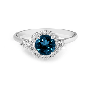 Anillo de compromiso de Plata de Ley 925 Wander London Blue Topaz O Ice Flower 8a Zircon Anillos Joyería Mujer - Product Image 5