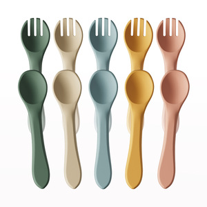 Juego de Cuchara y Tenedor de Silicona Suave <span class=keywords><strong>para</strong></span> Bebés, <span class=keywords><strong>para</strong></span> la Alimentación con Comida <span class=keywords><strong>Complementaria</strong></span>, con un Diseño Simple y Bonito - Product Image 2