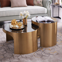 Table d'appoint haut de gamme de l'usine de Foshan, ensemble de tables basses de luxe en or, style italien, meubles, plateau en marbre, table à thé