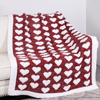 Couverture tricotée géométrique en forme de cœur 50*70 durable, personnalisée OEM/ODM, pour canapé, chambre ou dortoir – Qualité supérieure