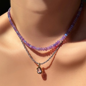 Collier ras du cou minimaliste en pierre naturelle de <span class=keywords><strong>cristal</strong></span> de guérison 3mm pour femme - Product Image 6