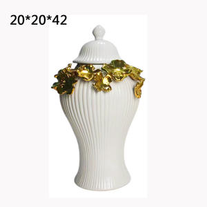 Jarrón de Flores Moderno de Diseño Especial de Lujo, Jarrón de Cerámica Blanco Dorado de Estilo Europeo, Jarrones de Jengibre para Decoración de Bodas y Hoteles - Product Image 4
