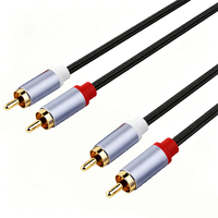 Câble audio stéréo 2RCA mâle-mâle pour voiture, HDTV, home cinéma et ordinateur, blindage en nylon tressé portable, câble AUX 2RCA vers 2RCA