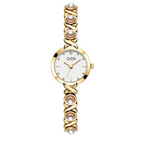 Montre à quartz pour femme de luxe léger, boîtier 26 mm, affichage à aiguilles en verre, design délicat et compact, bracelet en alliage, fermoir bijou, 3 ATM