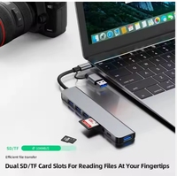 Concentrador USB 8 en 1 con conector de 3,5mm, adaptador de auriculares, 4 puertos USB 3,0, conector, lector de tarjetas TF/SD para portátiles y teléfonos