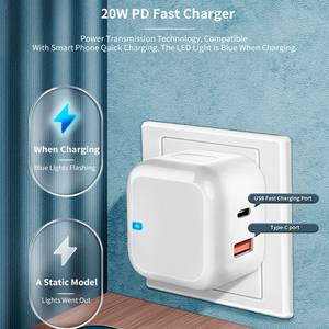 2025 tốt nhất người bán du lịch Sạc Adapter QC3.0 pd20w USB-A + C đa cổng USB C sạc với LED ánh sáng - Product Image 2