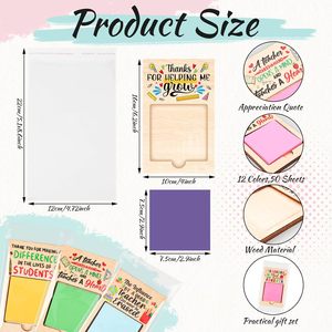 Pafu Nome Personalizado Professor <span class=keywords><strong>Sticky</strong></span> Note Pad Titular Voltar para Escola Bulk Desk Dispensers Artesanato De Madeira para Sinais De Parede