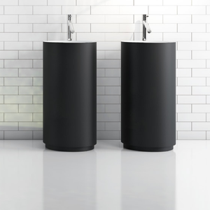 Lavabo sur pied moderne personnalisé en pierre artificielle, surface solide en acrylique, rond, 9L, pour hôtel, villa, avec drain - Product Image 2