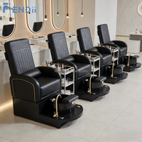 Chaise de pédicure multifonctionnelle moderne et économique, sans tuyauterie, noire, avec jets, pour salon de manucure, avec tiroirs de rangement