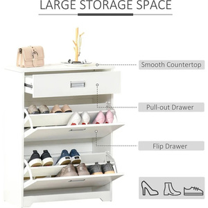 Elegante Zapatero Compacto con 2 Cajones Abatibles, 1 Cajón Extraíble, Capacidad para 16 Pares, <span class=keywords><strong>Madera</strong></span> <span class=keywords><strong>MDF</strong></span> Resistente para el Hogar, Pasillo o Entrada - Product Image 6