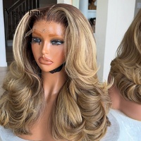 Perruques de cheveux humains vierges bouclés et rebondissants Fumi Curl, longues, blondes, couleur Mochaash, 18 pouces, avec closure HD 5x5 sans colle, densité 250%