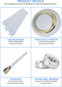 Ventilador <span class=keywords><strong>de</strong></span> Techo Industrial Mecánico <span class=keywords><strong>de</strong></span> CA OEM <span class=keywords><strong>de</strong></span> 48, 56, 60 Pulgadas (1200, 1400 mm) para Enfriamiento <span class=keywords><strong>de</strong></span> Aire, Eléctrico, Metálico, Doméstico, con Rotación <span class=keywords><strong>de</strong></span> 360 Grados - Product Image 3