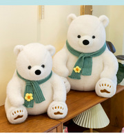 Peluche Megan l'ours polaire réaliste, super douce et mignonne avec écharpe, jouet en peluche Kawaii