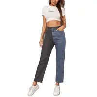 2021 neueste Two Tone High Rise Mom Jeans Damen Casual Jeans plus Größe Damen jeans