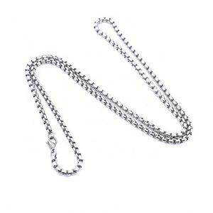 Silver High Polish Pearl <b>Chain</b> Necklace Men's Role square Box Pendants <b>Titanium</b> Steel Link <b>Chain</b> Contemporary Necklace Design - Product Image 3