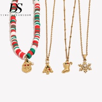 Collier Pendentif de Noël Dreamshow, Pendentifs Père Noël, Sapin, Chaussette, Flocon de Neige, Zircon Cubique, Plaqué Or 18K, Bijoux de Fêtes pour Femme