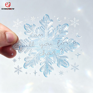 Autocollants en vinyle holographique imperméables EBB Ice Blue Iridescent Torn Edge avec texte motivant pour ordinateur portable, bouteille d'eau, valise - Product Image 1