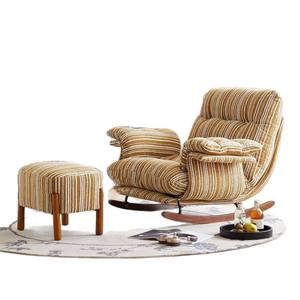 Fauteuil à bascule pour salon, fauteuil inclinable rembourré en tissu rayé, siège individuel pour adulte, chaise de détente confortable - Product Image 5