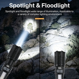 Torcia LED Ricaricabile ad Alta Luminosità con Luce Laterale COB, Display Digitale della Potenza, Zoom Regolabile, Torcia Tattica per Emergenze - Product Image 3