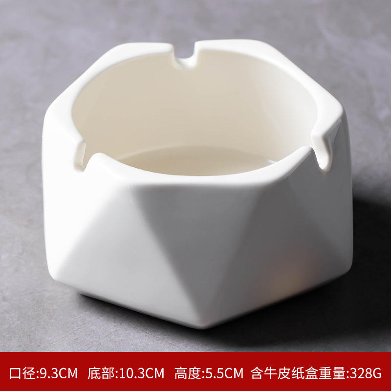 ที่เขี่ยบุหรี่เซรามิกหกด้าน-สีขาวสว่าง